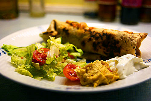 Fajita med Fladbrød og Rød Guacamole